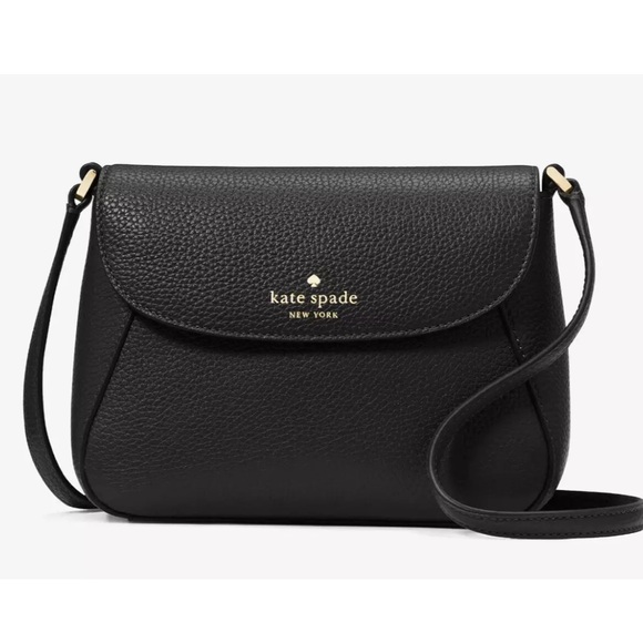 New Kate Spade Monica Small Flap Crossbody bag Pebble Leather Black - Picture 1 of 5